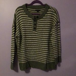 Army green striped knit sweater
